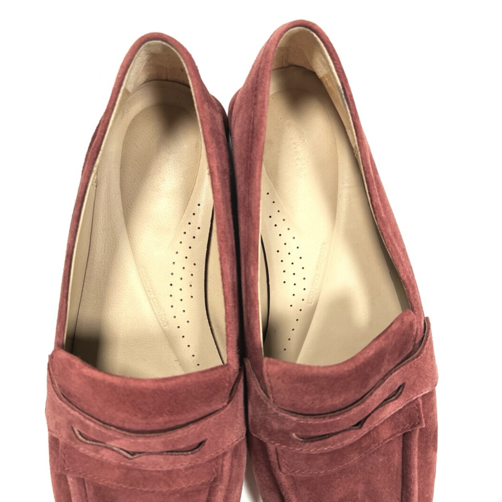 Clarks Suede Womans Loafers Pale Red Brown - Picture 5 of 10